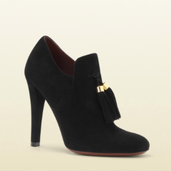 Gucci Shoes - GUCCI Suede Tassel Mischa Ankle Boot Booties Black
